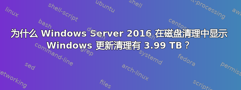 为什么 Windows Server 2016 在磁盘清理中显示 Windows 更新清理有 3.99 TB？