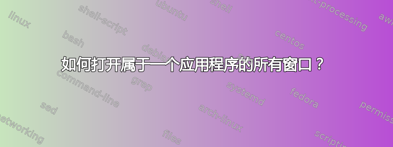 如何打开属于一个应用程序的所有窗口？