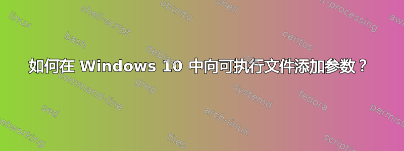 如何在 Windows 10 中向可执行文件添加参数？