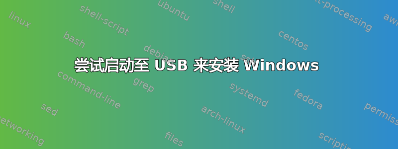 尝试启动至 USB 来安装 Windows