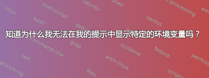 知道为什么我无法在我的提示中显示特定的环境变量吗？