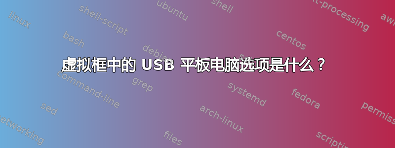 虚拟框中的 USB 平板电脑选项是什么？