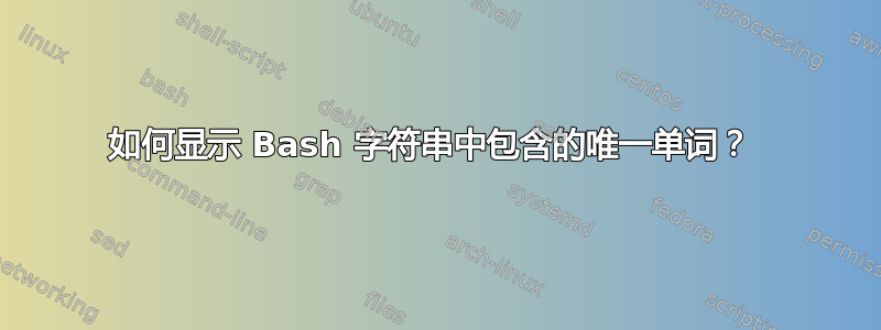 如何显示 Bash 字符串中包含的唯一单词？ 