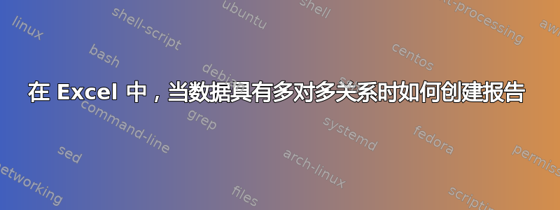 在 Excel 中，当数据具有多对多关系时如何创建报告