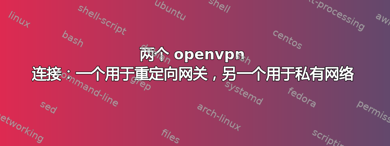 两个 openvpn 连接：一个用于重定向网关，另一个用于私有网络