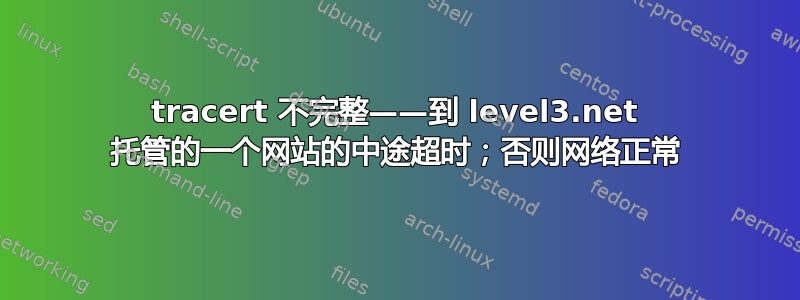 tracert 不完整——到 level3.net 托管的一个网站的中途超时；否则网络正常