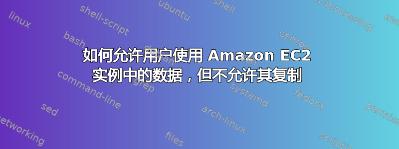 如何允许用户使用 Amazon EC2 实例中的数据，但不允许其复制