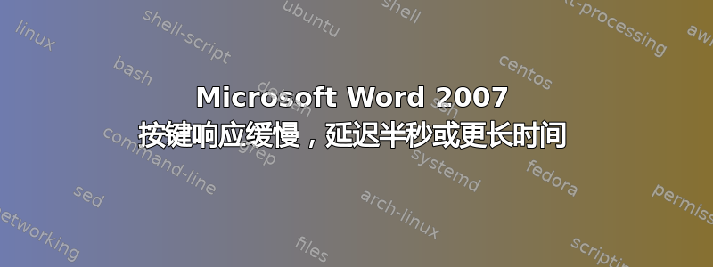 Microsoft Word 2007 按键响应缓慢，延迟半秒或更长时间