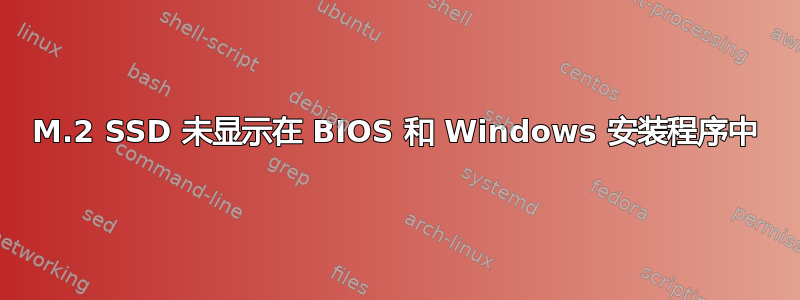 M.2 SSD 未显示在 BIOS 和 Windows 安装程序中