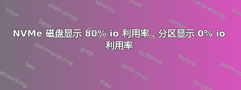 NVMe 磁盘显示 80% io 利用率，分区显示 0% io 利用率