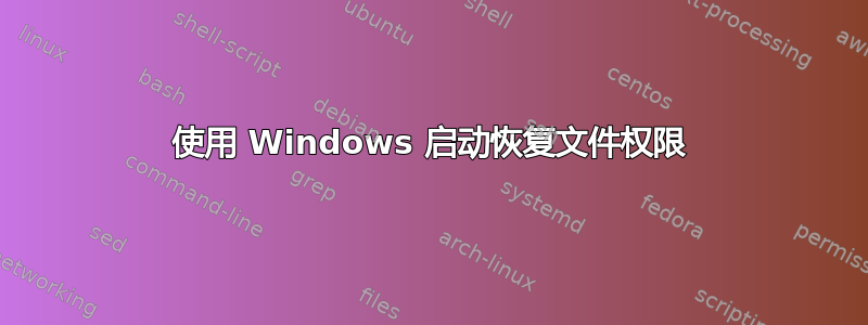 使用 Windows 启动恢复文件权限