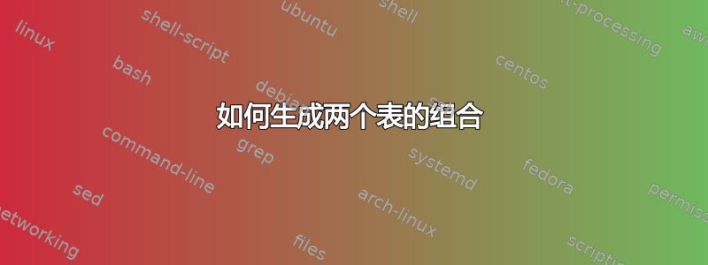 如何生成两个表的组合