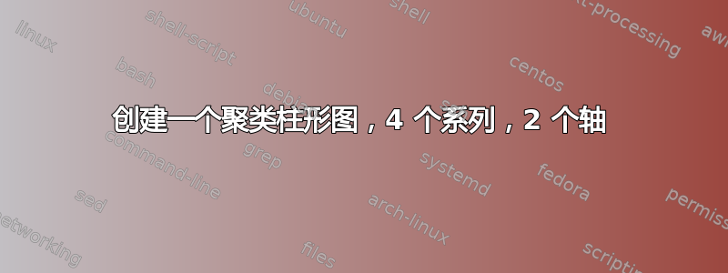 创建一个聚类柱形图，4 个系列，2 个轴