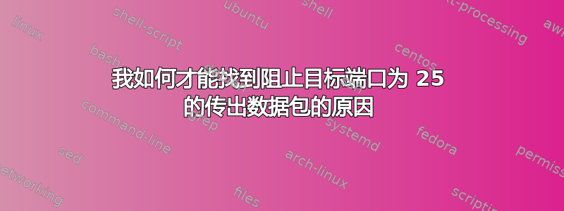 我如何才能找到阻止目标端口为 25 的传出数据包的原因