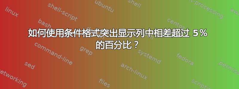 如何使用条件格式突出显示列中相差超过 5％ 的百分比？