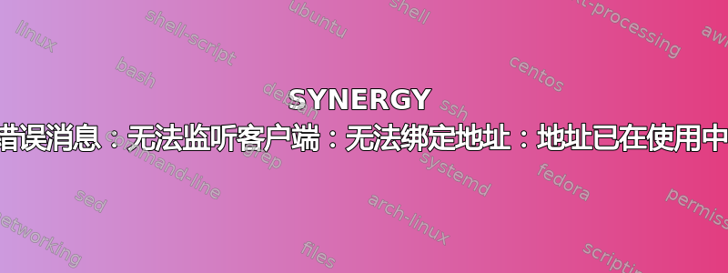 SYNERGY 错误消息：无法监听客户端：无法绑定地址：地址已在使用中