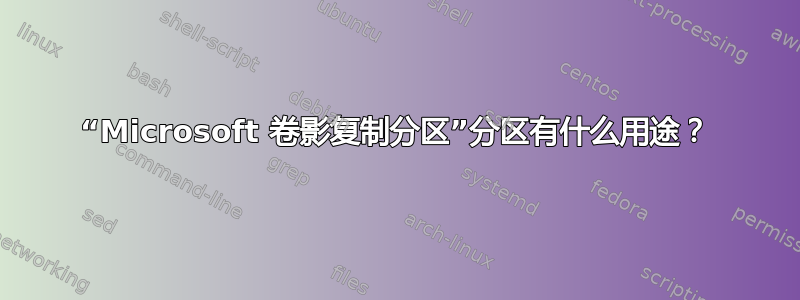 “Microsoft 卷影复制分区”分区有什么用途？