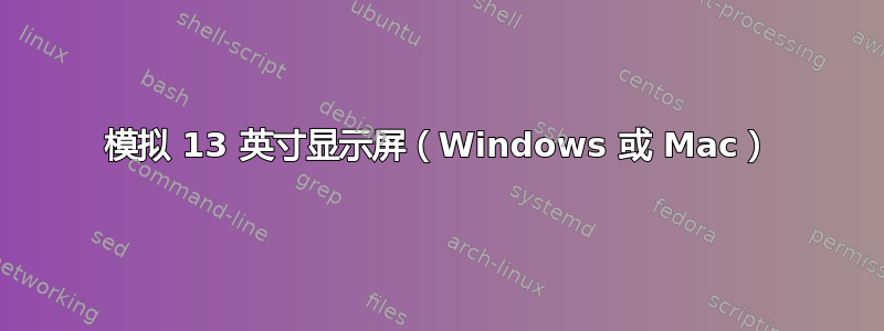 模拟 13 英寸显示屏（Windows 或 Mac）