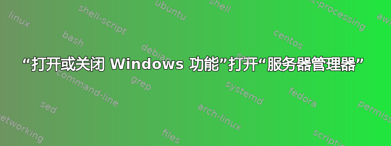 “打开或关闭 Windows 功能”打开“服务器管理器”