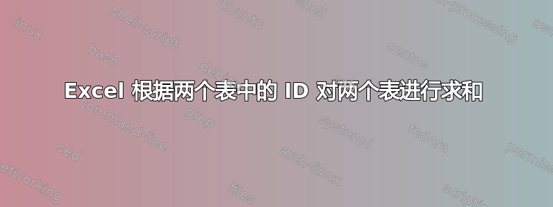 Excel 根据两个表中的 ID 对两个表进行求和