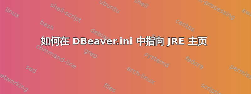 如何在 DBeaver.ini 中指向 JRE 主页