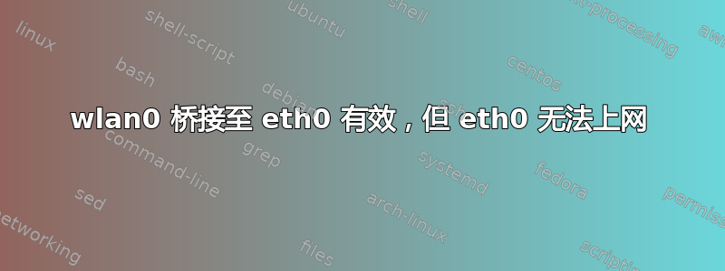 wlan0 桥接至 eth0 有效，但 eth0 无法上网