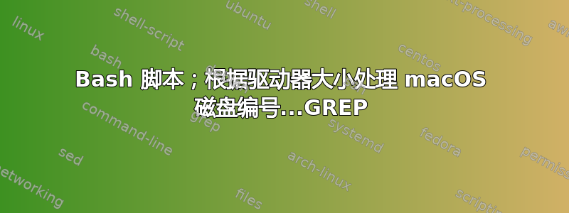 Bash 脚本；根据驱动器大小处理 macOS 磁盘编号...GREP