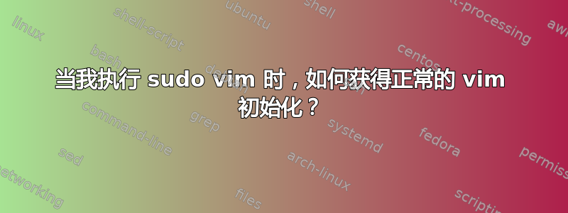 当我执行 sudo vim 时，如何获得正常的 vim 初始化？