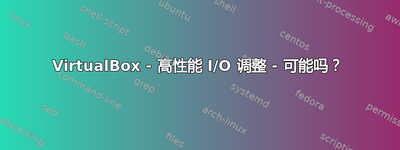 VirtualBox - 高性能 I/O 调整 - 可能吗？