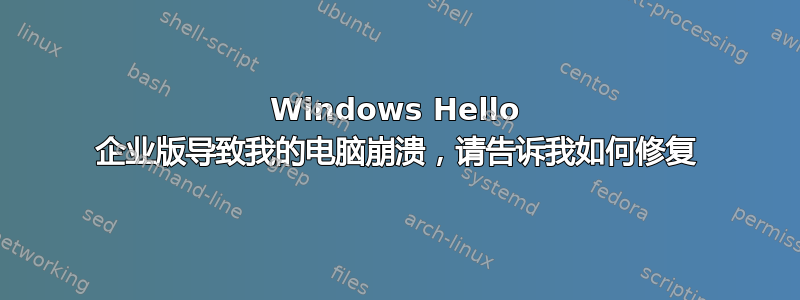 Windows Hello 企业版导致我的电脑崩溃，请告诉我如何修复