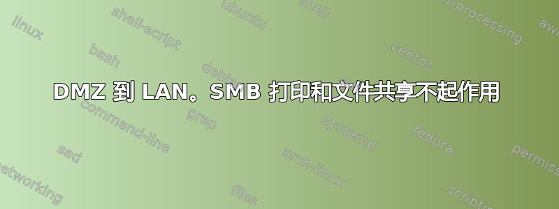 DMZ 到 LAN。SMB 打印和文件共享不起作用