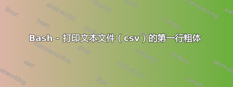 Bash - 打印文本文件（csv）的第一行粗体