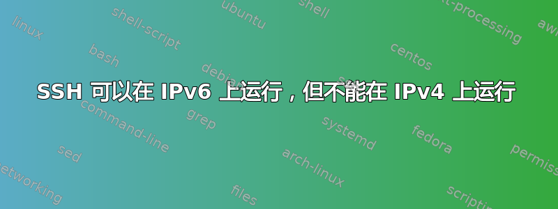 SSH 可以在 IPv6 上运行，但不能在 IPv4 上运行