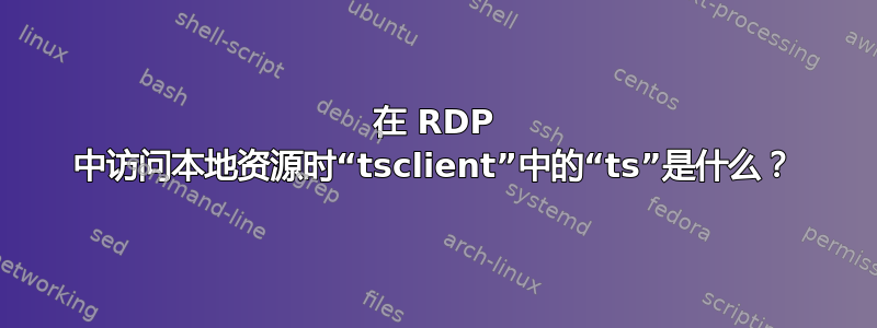 在 RDP 中访问本地资源时“tsclient”中的“ts”是什么？