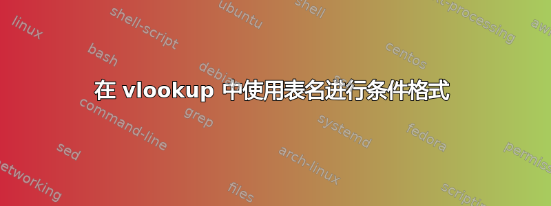 在 vlookup 中使用表名进行条件格式