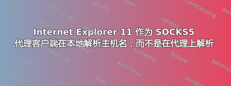 Internet Explorer 11 作为 SOCKS5 代理客户端在本地解析主机名，而不是在代理上解析