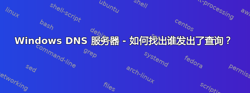 Windows DNS 服务器 - 如何找出谁发出了查询？