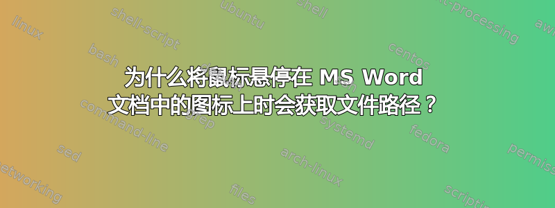 为什么将鼠标悬停在 MS Word 文档中的图标上时会获取文件路径？