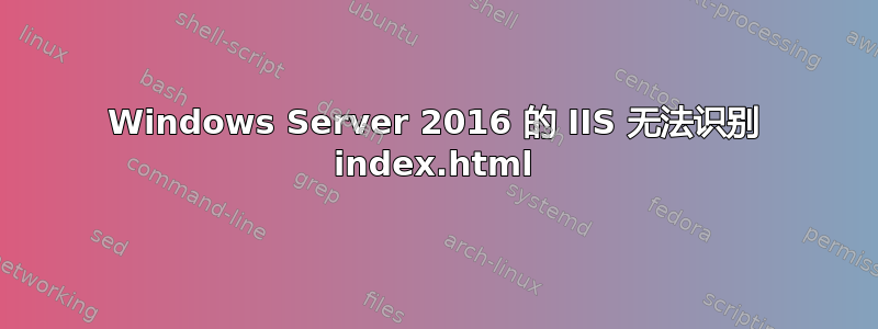 Windows Server 2016 的 IIS 无法识别 index.html