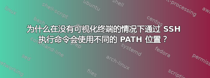 为什么在没有可视化终端的情况下通过 SSH 执行命令会使用不同的 PATH 位置？