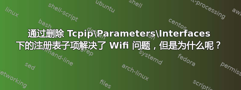 通过删除 Tcpip\Parameters\Interfaces 下的注册表子项解决了 Wifi 问题，但是为什么呢？