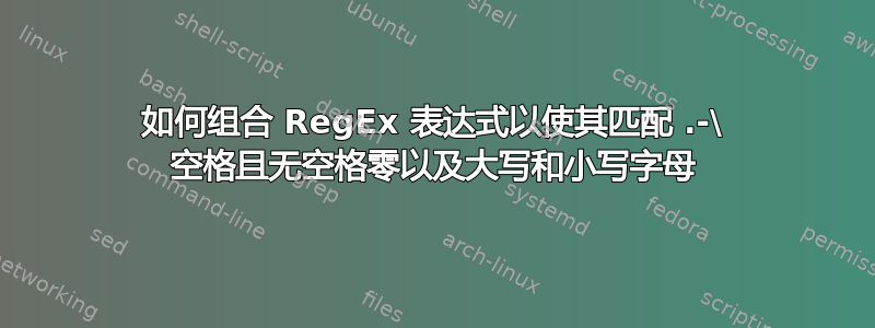 如何组合 RegEx 表达式以使其匹配 .-\ 空格且无空格零以及大写和小写字母