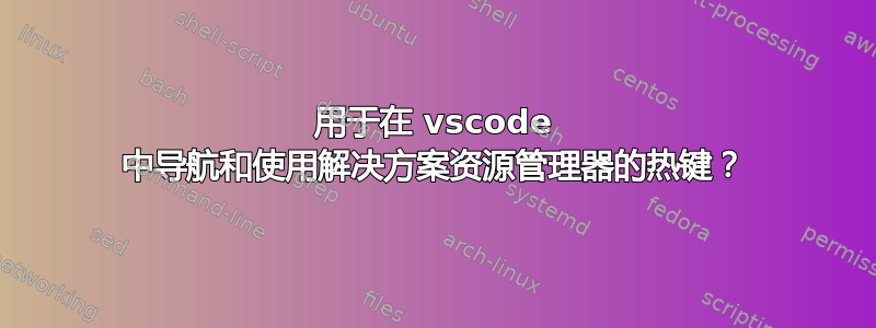 用于在 vscode 中导航和使用解决方案资源管理器的热键？