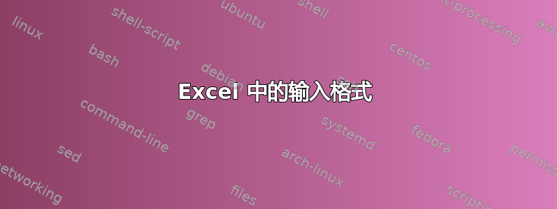 Excel 中的输入格式