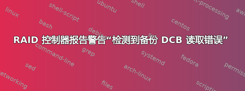 RAID 控制器报告警告“检测到备份 DCB 读取错误”