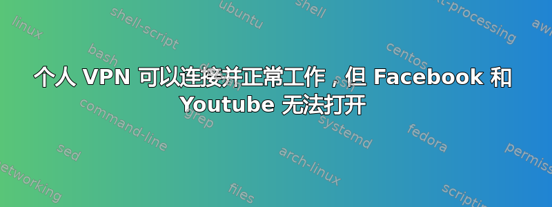 个人 VPN 可以连接并正常工作，但 Facebook 和 Youtube 无法打开