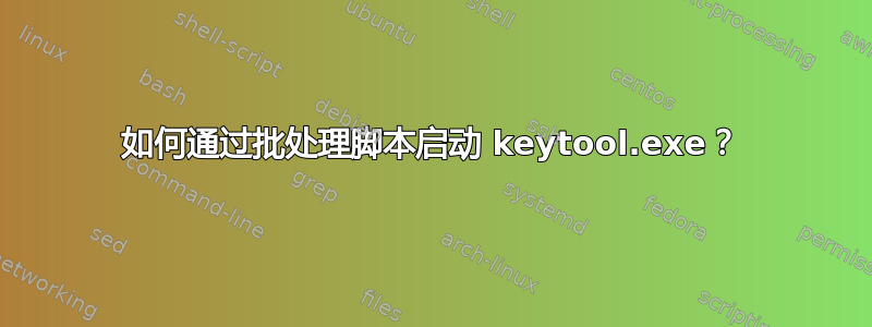 如何通过批处理脚本启动 keytool.exe？