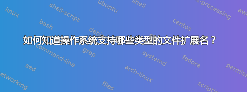 如何知道操作系统支持哪些类型的文件扩展名？ 