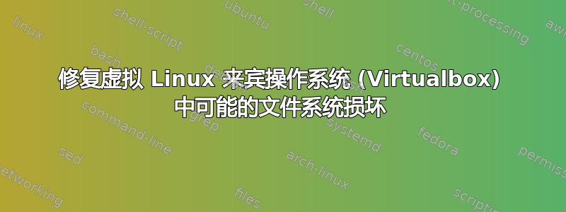 修复虚拟 Linux 来宾操作系统 (Virtualbox) 中可能的文件系统损坏