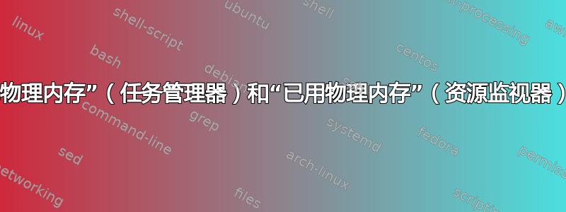 “各个进程保留的总物理内存”（任务管理器）和“已用物理内存”（资源监视器）之间有什么区别？